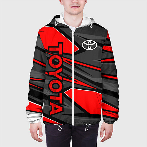 Мужская куртка Toyota - красная абстракция / 3D-Белый – фото 3