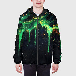 Куртка с капюшоном мужская Зеленая кислота, цвет: 3D-черный — фото 2