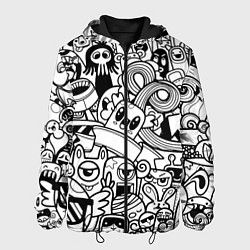 Мужская куртка Black and white doddle monsters