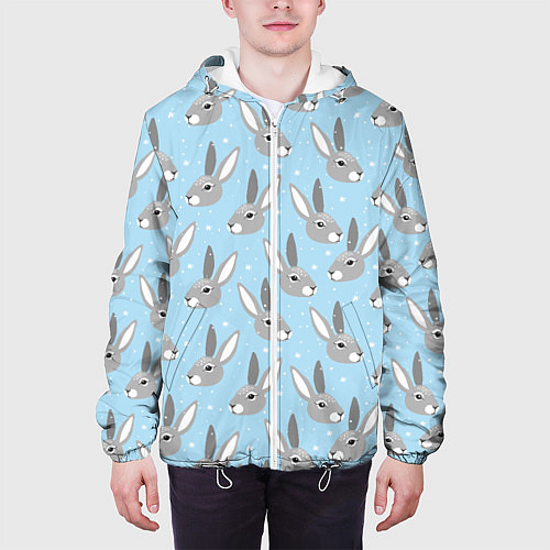 Мужская куртка Заяц со снежинками / 3D-Белый – фото 3