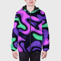 Куртка с капюшоном мужская Разноцветный эмоциональный камуфлляж, цвет: 3D-черный — фото 2