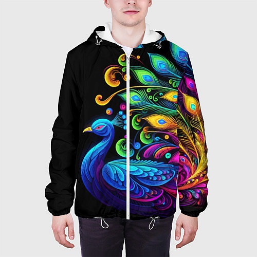 Мужская куртка Neon peacock - art / 3D-Белый – фото 3