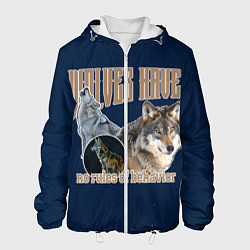 Куртка с капюшоном мужская Волки в ночи, цвет: 3D-белый
