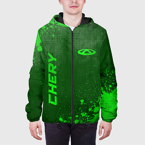 Мужская куртка Chery - green gradient вертикально / 3D-Черный – фото 3