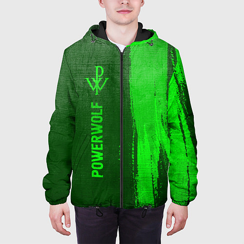 Мужская куртка Powerwolf - green gradient по-вертикали / 3D-Черный – фото 3