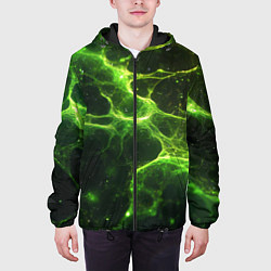 Куртка с капюшоном мужская Зеленые волокна текстура, цвет: 3D-черный — фото 2