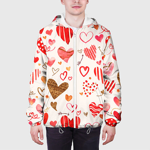 Мужская куртка Любовный паттерн / 3D-Белый – фото 3