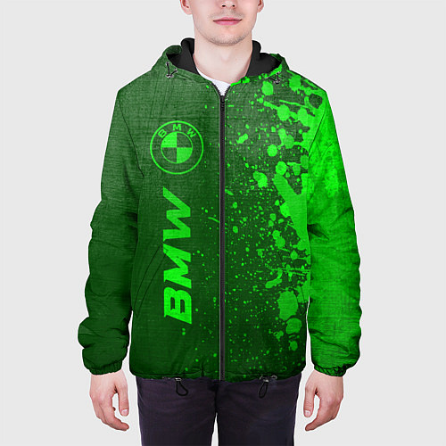 Мужская куртка BMW - green gradient по-вертикали / 3D-Черный – фото 3