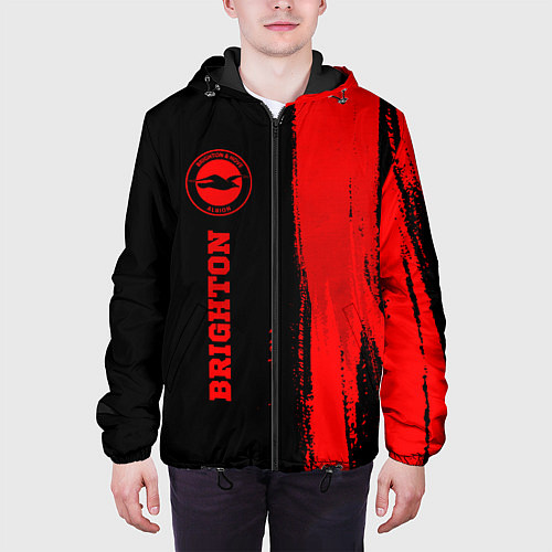 Мужская куртка Brighton - red gradient по-вертикали / 3D-Черный – фото 3