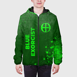 Куртка с капюшоном мужская Blue Exorcist - green gradient вертикально, цвет: 3D-черный — фото 2