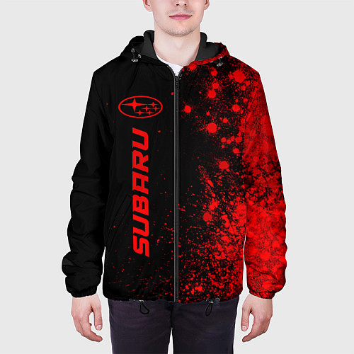 Мужская куртка Subaru - red gradient по-вертикали / 3D-Черный – фото 3