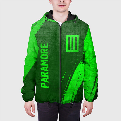 Мужская куртка Paramore - green gradient вертикально / 3D-Черный – фото 3