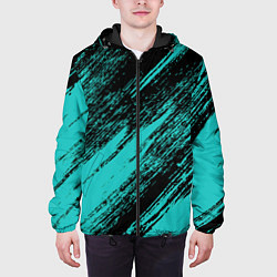 Куртка с капюшоном мужская The color is black and light blue, цвет: 3D-черный — фото 2