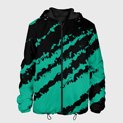 Куртка с капюшоном мужская The color is black and turquoise, цвет: 3D-черный