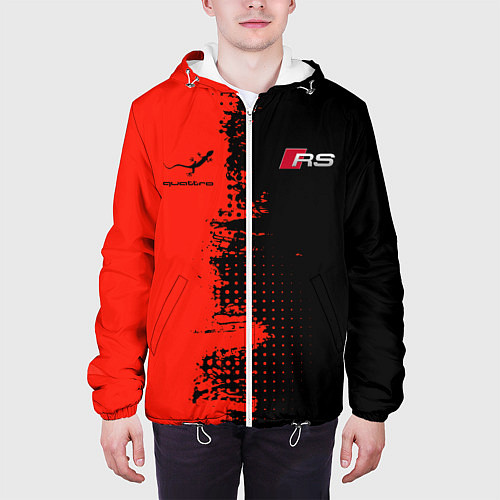 Мужская куртка AUDI quattro black and red / 3D-Белый – фото 3