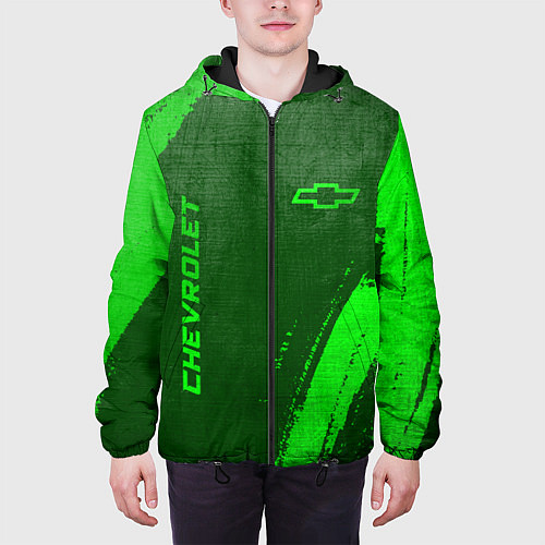 Мужская куртка Chevrolet - green gradient вертикально / 3D-Черный – фото 3