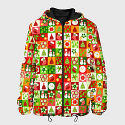 Куртка с капюшоном мужская Новогодние снеговики и снежные бабы, цвет: 3D-черный