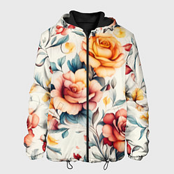 Куртка с капюшоном мужская Паттерн с переплетением цветов, цвет: 3D-черный