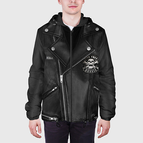 Мужская куртка Косуха байкерская с нашивками / 3D-Черный – фото 3