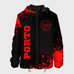 Куртка с капюшоном мужская Porto - red gradient вертикально, цвет: 3D-черный