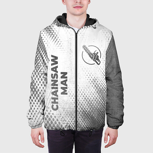 Мужская куртка Chainsaw Man - white gradient вертикально / 3D-Черный – фото 3
