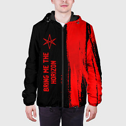Куртка с капюшоном мужская Bring Me the Horizon - red gradient по-вертикали, цвет: 3D-черный — фото 2