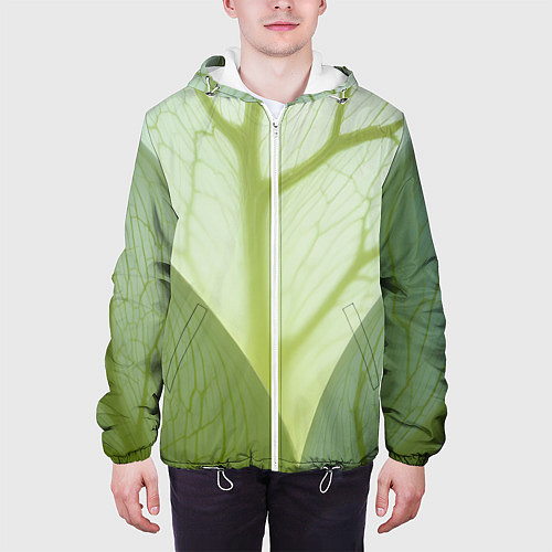 Мужская куртка Макро съемка листа / 3D-Белый – фото 3