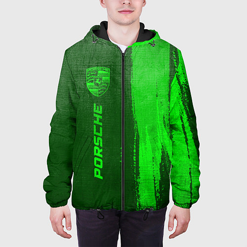 Мужская куртка Porsche - green gradient по-вертикали / 3D-Черный – фото 3