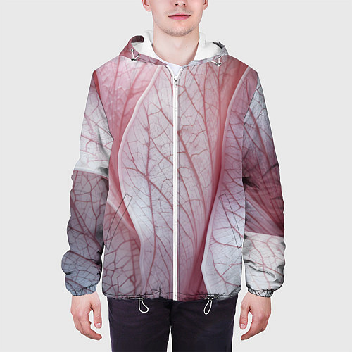 Мужская куртка Розовые листья / 3D-Белый – фото 3