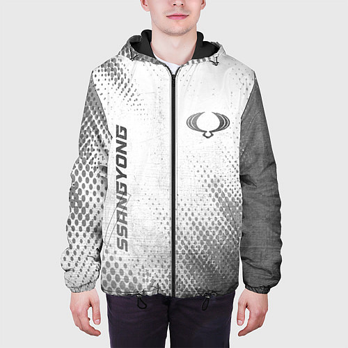 Мужская куртка SsangYong - white gradient вертикально / 3D-Черный – фото 3