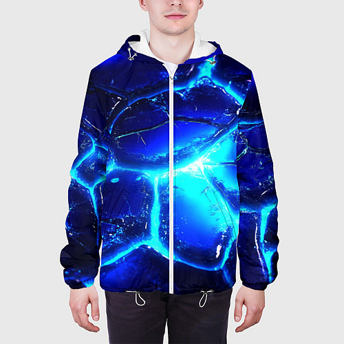 Мужская куртка Синие плиты лед / 3D-Белый – фото 3