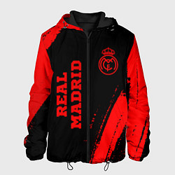 Куртка с капюшоном мужская Real Madrid - red gradient вертикально, цвет: 3D-черный