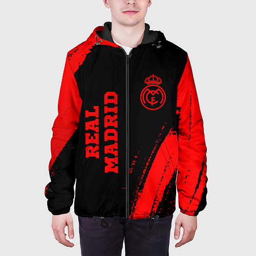 Мужская куртка Real Madrid - red gradient вертикально / 3D-Черный – фото 3