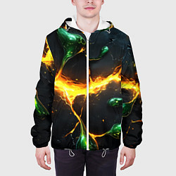 Куртка с капюшоном мужская Разлом текстуры с зеленой слизью, цвет: 3D-белый — фото 2