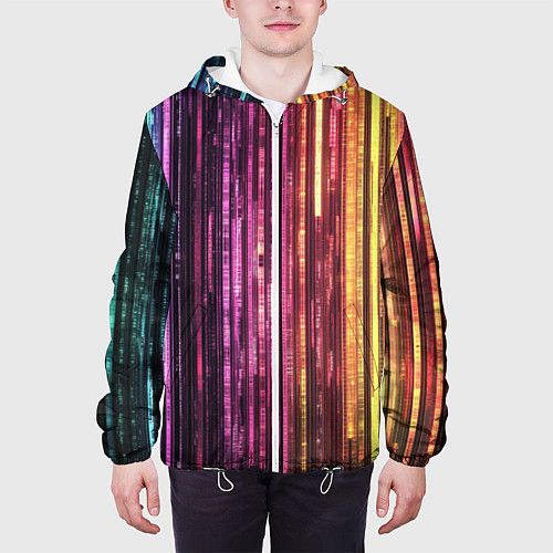 Мужская куртка Неоновый и переливающийся киберпанк узор / 3D-Белый – фото 3