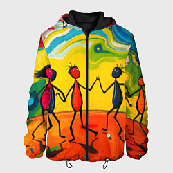 Куртка с капюшоном мужская Дружба человечков, цвет: 3D-черный