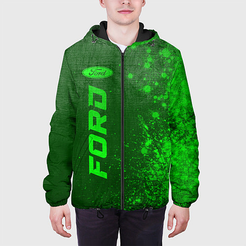 Мужская куртка Ford - green gradient по-вертикали / 3D-Черный – фото 3