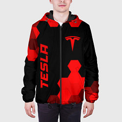 Куртка с капюшоном мужская Tesla - red gradient вертикально, цвет: 3D-черный — фото 2