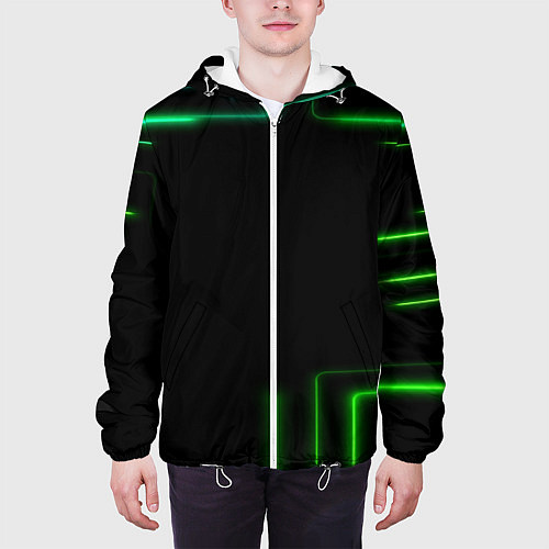 Мужская куртка Black green color / 3D-Белый – фото 3