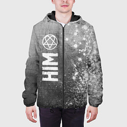 Куртка с капюшоном мужская HIM - grey gradient по-вертикали, цвет: 3D-черный — фото 2