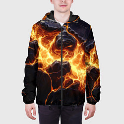 Куртка с капюшоном мужская Золотая лава текстура, цвет: 3D-черный — фото 2