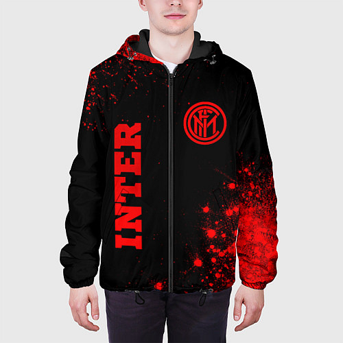 Мужская куртка Inter - red gradient вертикально / 3D-Черный – фото 3