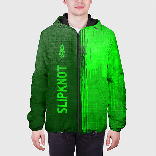 Мужская куртка Slipknot - green gradient по-вертикали / 3D-Черный – фото 3