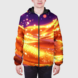 Куртка с капюшоном мужская Золотая волнистая текстура, цвет: 3D-черный — фото 2