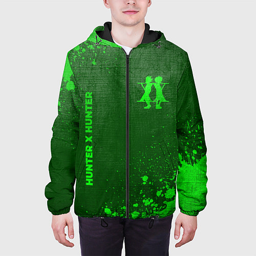 Мужская куртка Hunter x Hunter - green gradient вертикально / 3D-Черный – фото 3