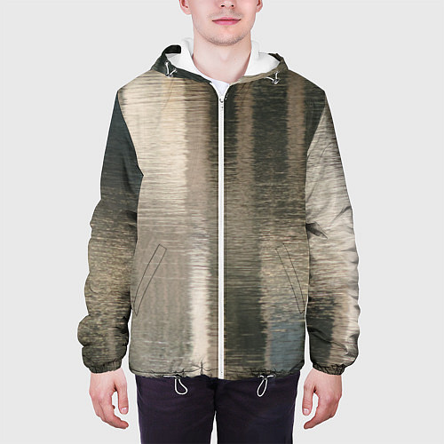 Мужская куртка Размытые серо-бежевые полосы / 3D-Белый – фото 3