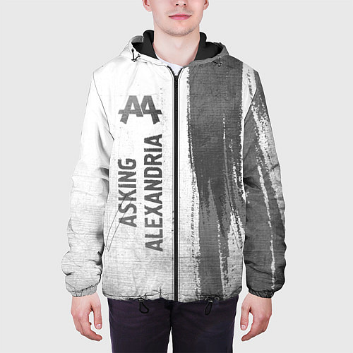 Мужская куртка Asking Alexandria - white gradient по-вертикали / 3D-Черный – фото 3