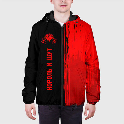 Мужская куртка Король и Шут - red gradient по-вертикали / 3D-Черный – фото 3
