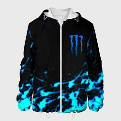 Куртка с капюшоном мужская Monster energy голубые краски, цвет: 3D-белый