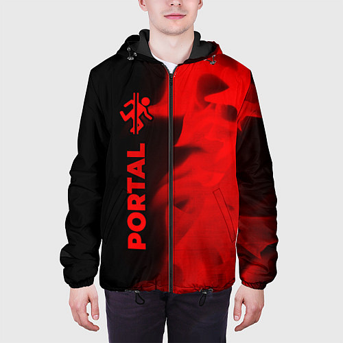 Мужская куртка Portal - red gradient по-вертикали / 3D-Черный – фото 3